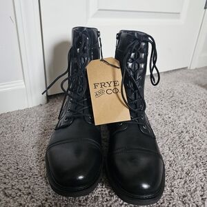 Frye & Co. Black Lace-Up Leather Combat Boots